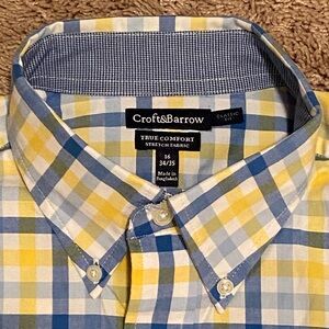 Croft & Barrow Men's Checkered Shirt in Blue and Yellow